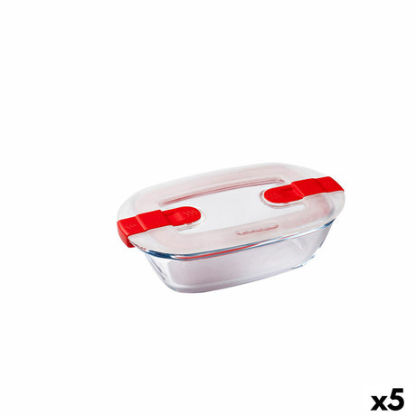Lancheira Hermética Pyrex Cook & Heat Retangular 400 ml 17 x 10 x 5 cm Transparente Vidro (5 Unidades) - EcoNest