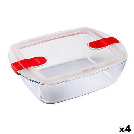 Lancheira Hermética Pyrex Cook & Heat 2,5 L Transparente Vidro (4 Unidades) - EcoNest