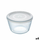 Lancheira Redonda com Tampa Pyrex Cook & Freeze 1,1 L 15 x 15 x 10 cm Transparente Silicone Vidro (4 Unidades) - EcoNest