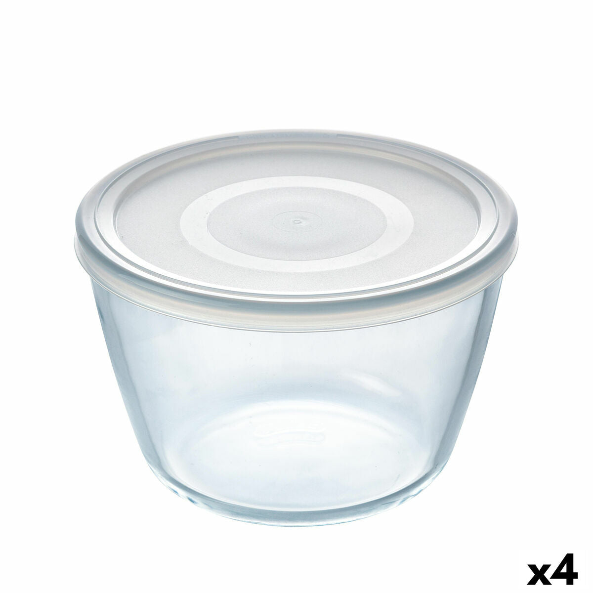 Lancheira Redonda com Tampa Pyrex Cook & Freeze 1,6 L 17 x 17 x 12 cm Transparente Silicone Vidro (4 Unidades) - EcoNest