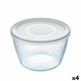 Lancheira Redonda com Tampa Pyrex Cook & Freeze 1,6 L 17 x 17 x 12 cm Transparente Silicone Vidro (4 Unidades) - EcoNest