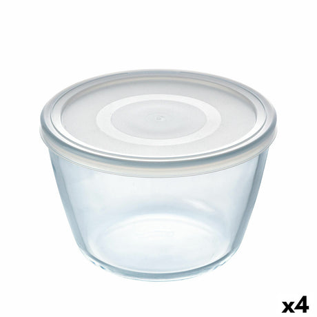 Lancheira Redonda com Tampa Pyrex Cook & Freeze 1,6 L 17 x 17 x 12 cm Transparente Silicone Vidro (4 Unidades) - EcoNest