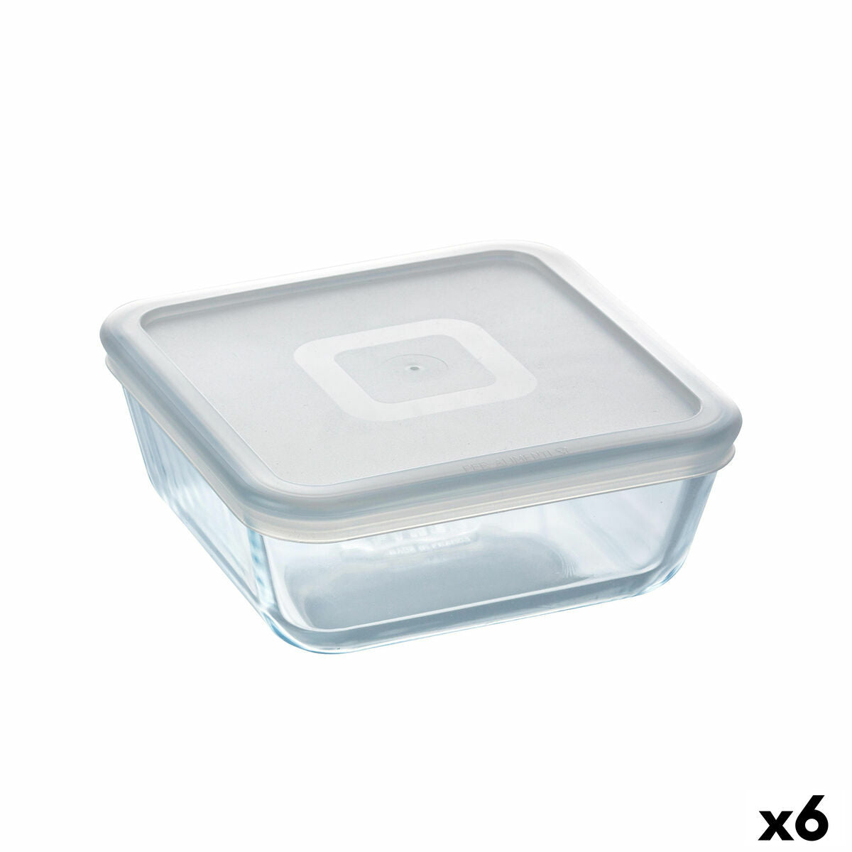 Lancheira Quadrada com Tampa Pyrex Cook&freeze 850 ml 14 x 14 cm Transparente Vidro Silicone (6 Unidades) - EcoNest