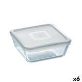 Lancheira Quadrada com Tampa Pyrex Cook&freeze 850 ml 14 x 14 cm Transparente Vidro Silicone (6 Unidades) - EcoNest
