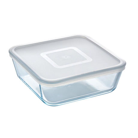 Lancheira Quadrada com Tampa Pyrex Cook & Freeze 2 L 19 x 19 cm Transparente Silicone Vidro (4 Unidades) - EcoNest