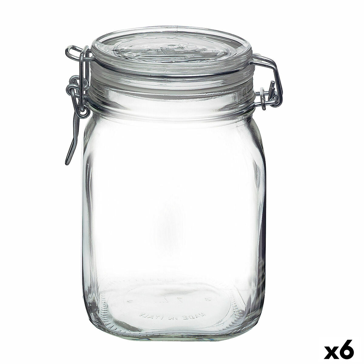 Recipiente para Conservar Alimentos Bormioli Rocco fido Transparente Vidro (1 L) (6 Unidades) - EcoNest