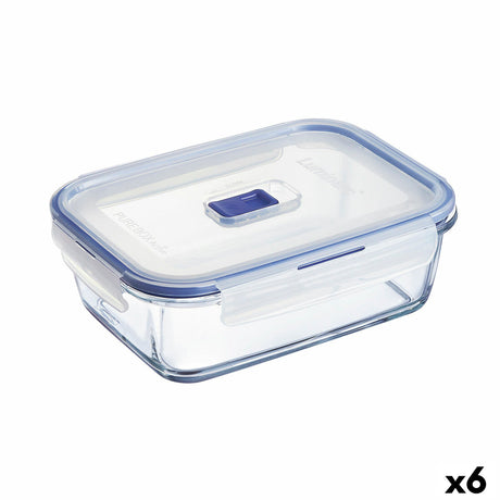 Lancheira Hermética Luminarc Pure Box Active 19 x 13 cm 1,22 L Duas cores Vidro (6 Unidades) - EcoNest