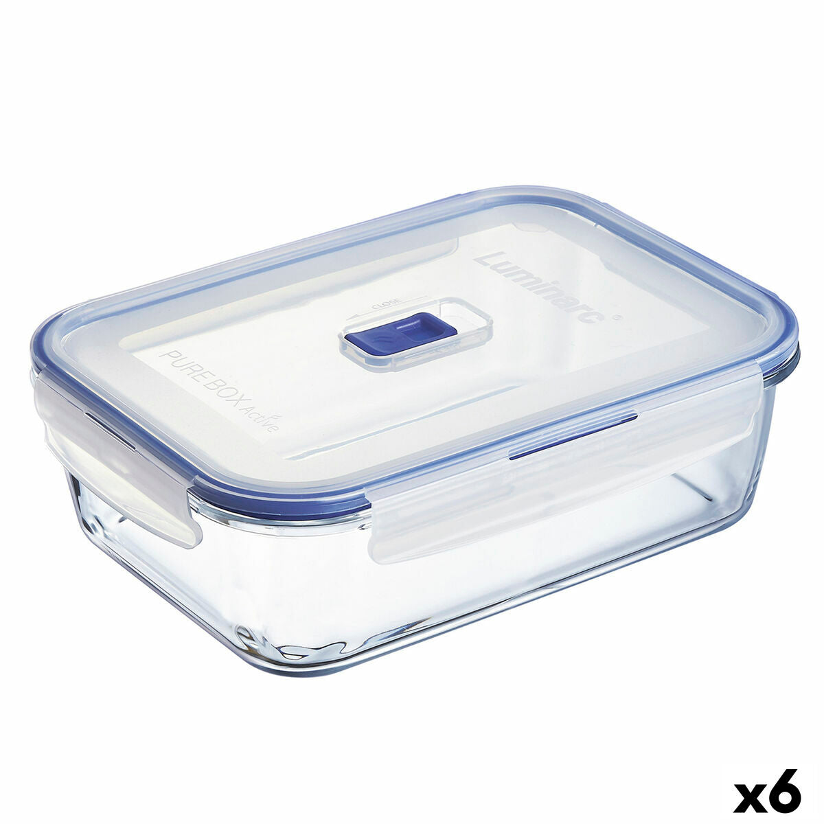 Lancheira Hermética Luminarc Pure Box Active 22 x 16 cm 1,97 l Duas cores Vidro (6 Unidades) - EcoNest