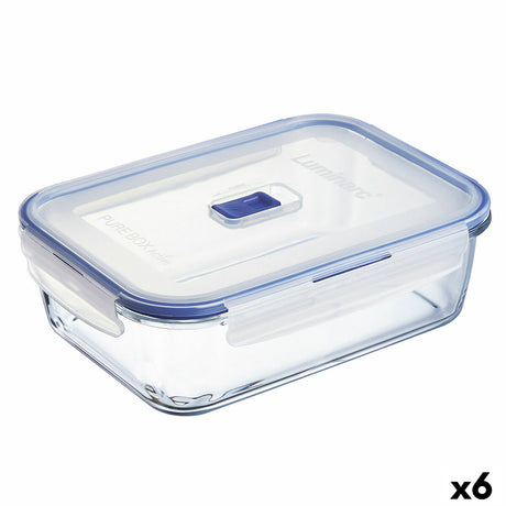 Lancheira Hermética Luminarc Pure Box Active 22 x 16 cm 1,97 l Duas cores Vidro (6 Unidades) - EcoNest