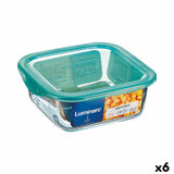 Lancheira Quadrada com Tampa Luminarc Keep'n Lagon 10 x 5,4 cm Turquesa 380 ml Duas cores Vidro (6 Unidades) - EcoNest