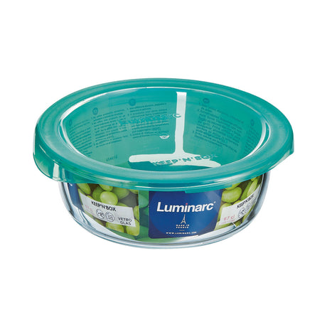 Lancheira Redonda com Tampa Luminarc Keep'n Lagon 13,5 x 6 cm Turquesa 680 ml Vidro (6 Unidades) - EcoNest