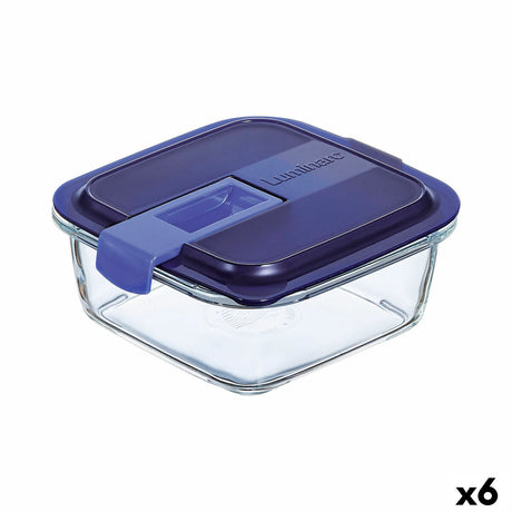 Lancheira Hermética Luminarc Easy Box Azul Vidro (760 ml) (6 Unidades) - EcoNest