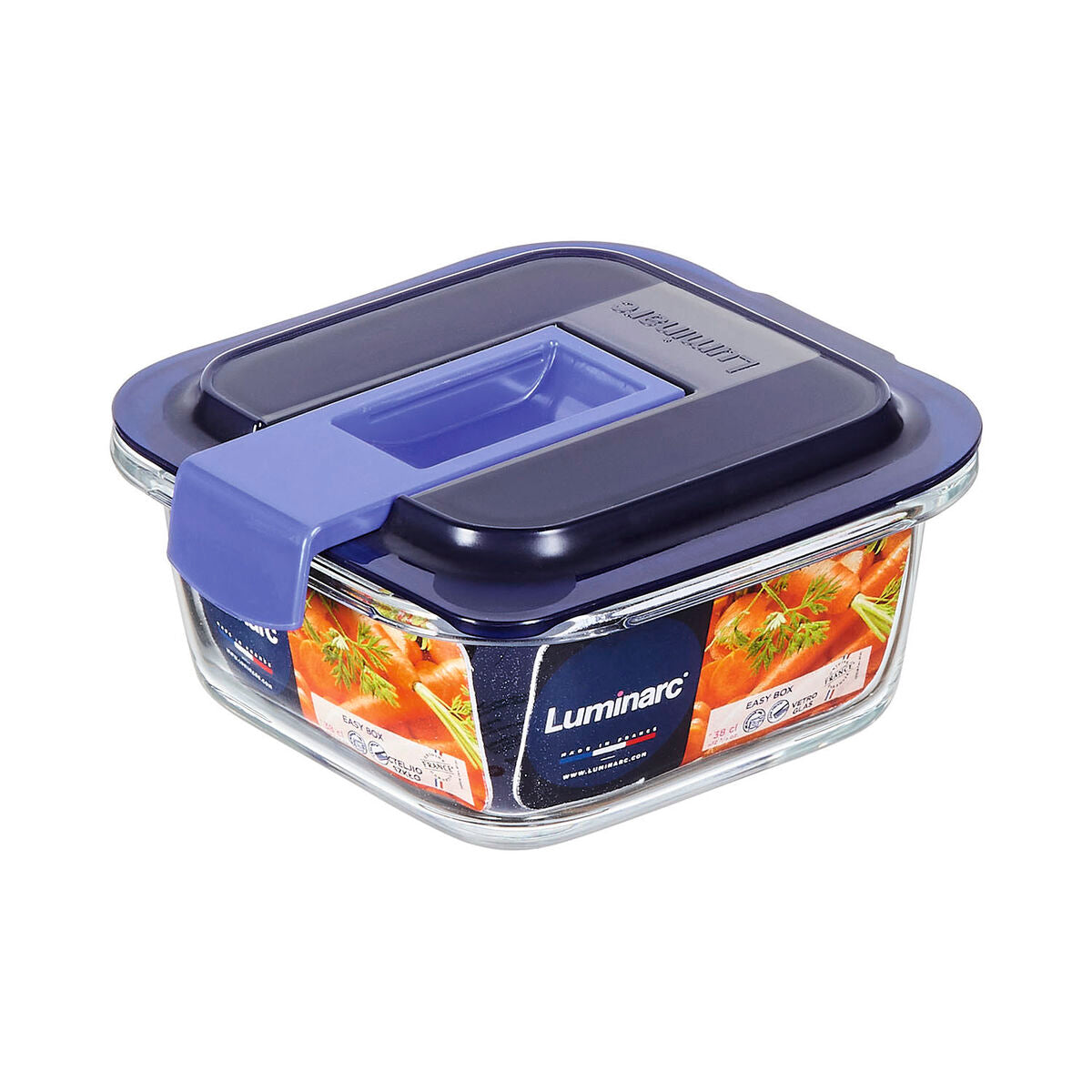 Lancheira Hermética Luminarc Easy Box Azul Vidro (380 ml) (6 Unidades) - EcoNest