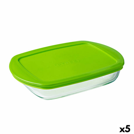 Lancheira Retangular com Tampa Pyrex Prep&store Px Verde 1,6 L 28 x 20 cm Vidro (5 Unidades) - EcoNest