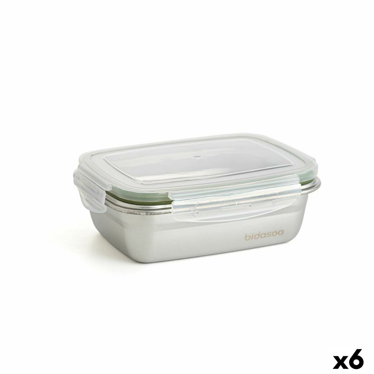 Lancheira Hermética Bidasoa Theo 17 x 13 x 6 cm 550 ml Prateado Metal (6 Unidades) - EcoNest
