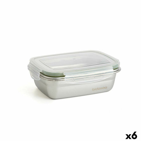 Lancheira Hermética Bidasoa Theo 17 x 13 x 6 cm 550 ml Prateado Metal (6 Unidades) - EcoNest
