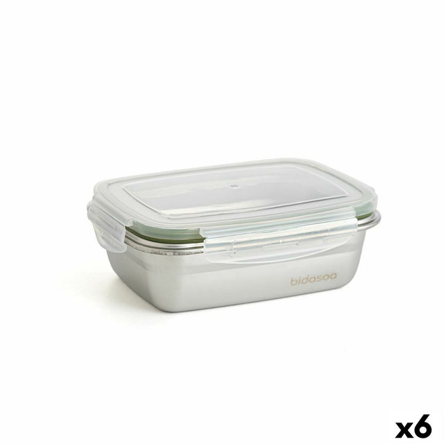 Lancheira Hermética Bidasoa Theo 17 x 13 x 6 cm 550 ml Prateado Metal (6 Unidades) - EcoNest
