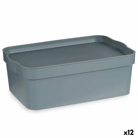 Caixa de Armazenagem com Tampa Cinzento Plástico 6 L (21,5 x 11 x 32 cm) (12 Unidades) - EcoNest