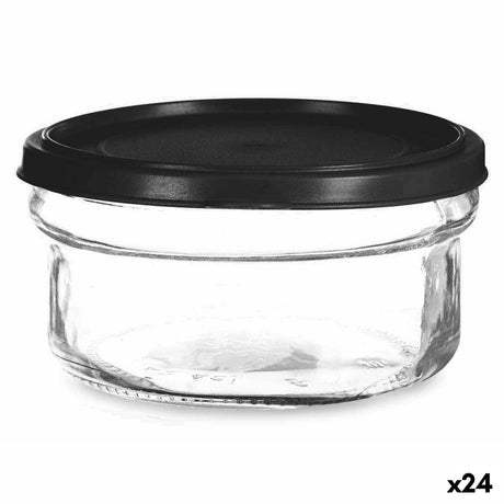 Lancheira Redonda com Tampa Preto Transparente Plástico Vidro 12 x 6 x 12 cm 415 ml - EcoNest