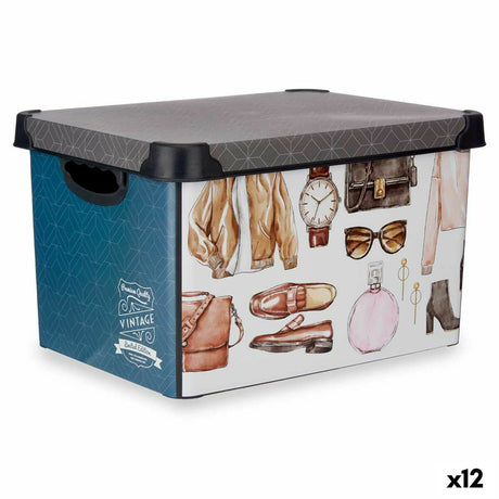 Caixa de Armazenagem Vintage Com pegas Plástico Vintage 22 L (30 x 23,5 x 40 cm) (12 Unidades) - EcoNest