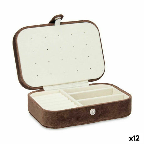 Guarda-Joias Castanho Veludo (16,2 x 6 x 11,5 cm) (12 Unidades) - EcoNest