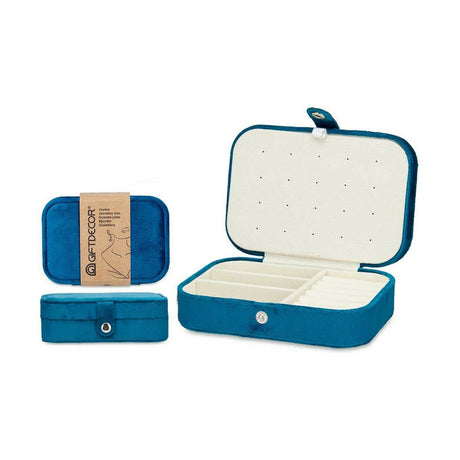 Guarda-Joias Azul Veludo (16,2 x 6 x 11,5 cm) (12 Unidades) - EcoNest