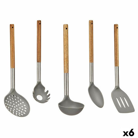 Conjunto de Utensílios de Cozinha Cinzento Aço inoxidável Acácia (6 Unidades) - EcoNest