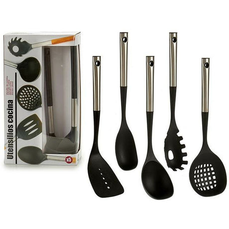 Conjunto de Utensílios de Cozinha Preto Plástico 8,5 x 35 x 20,5 cm (6 Unidades) - EcoNest