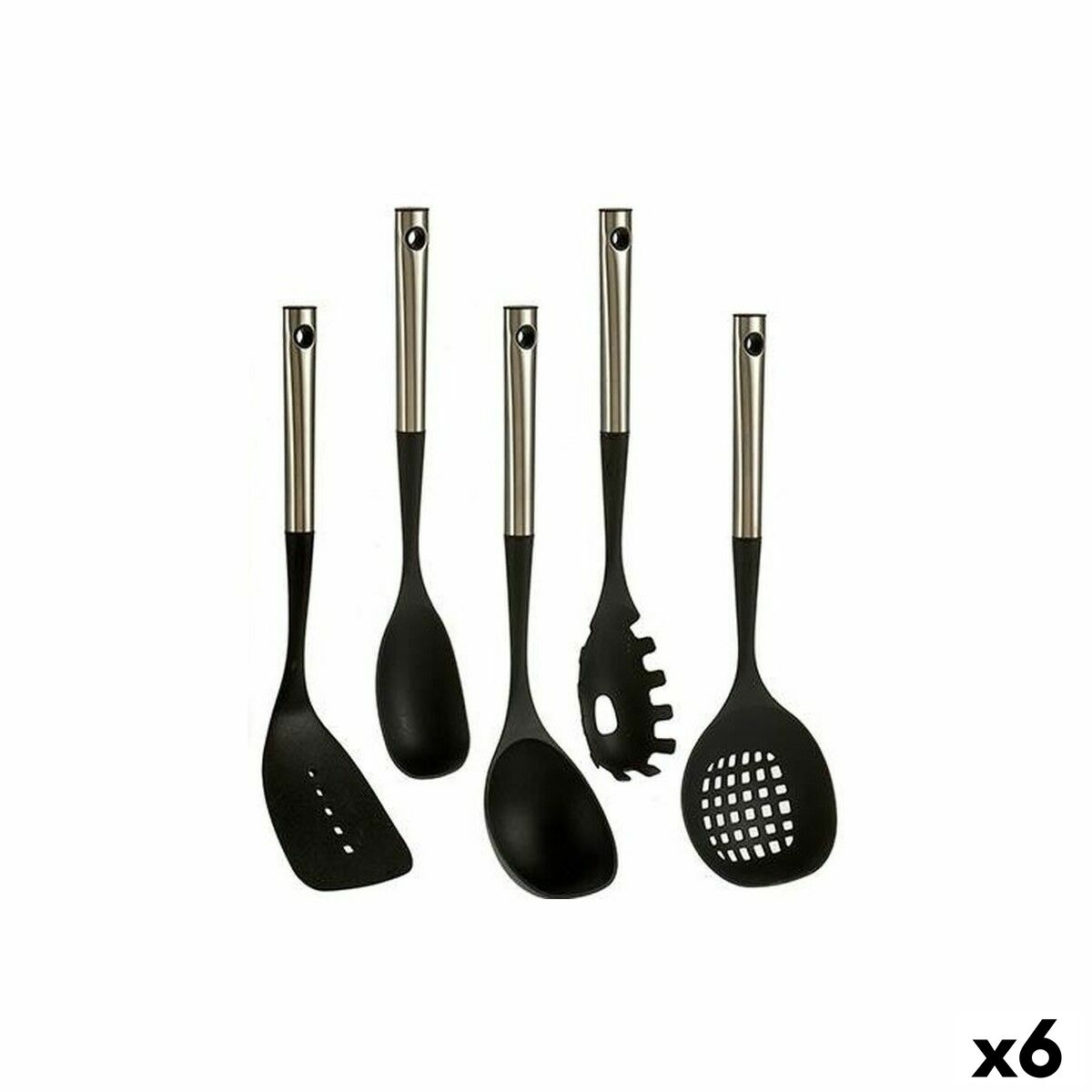 Conjunto de Utensílios de Cozinha Preto Plástico 8,5 x 35 x 20,5 cm (6 Unidades) - EcoNest