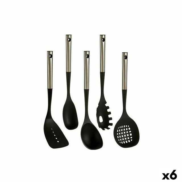 Conjunto de Utensílios de Cozinha Preto Plástico 8,5 x 35 x 20,5 cm (6 Unidades) - EcoNest