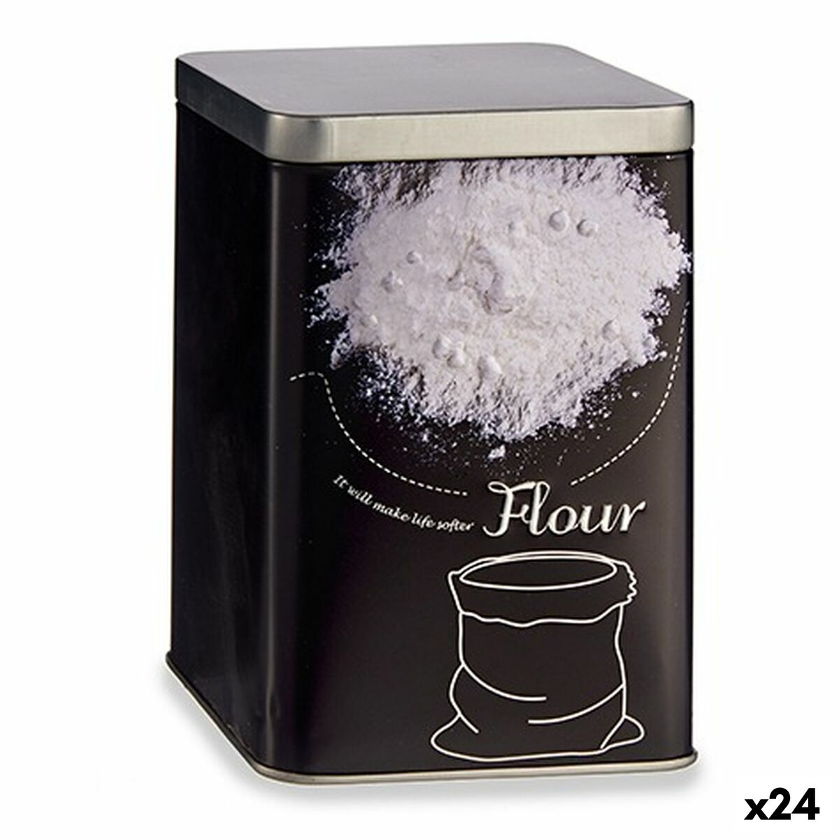 Bote Farinha Preto Metal 1 L (24 Unidades) - EcoNest