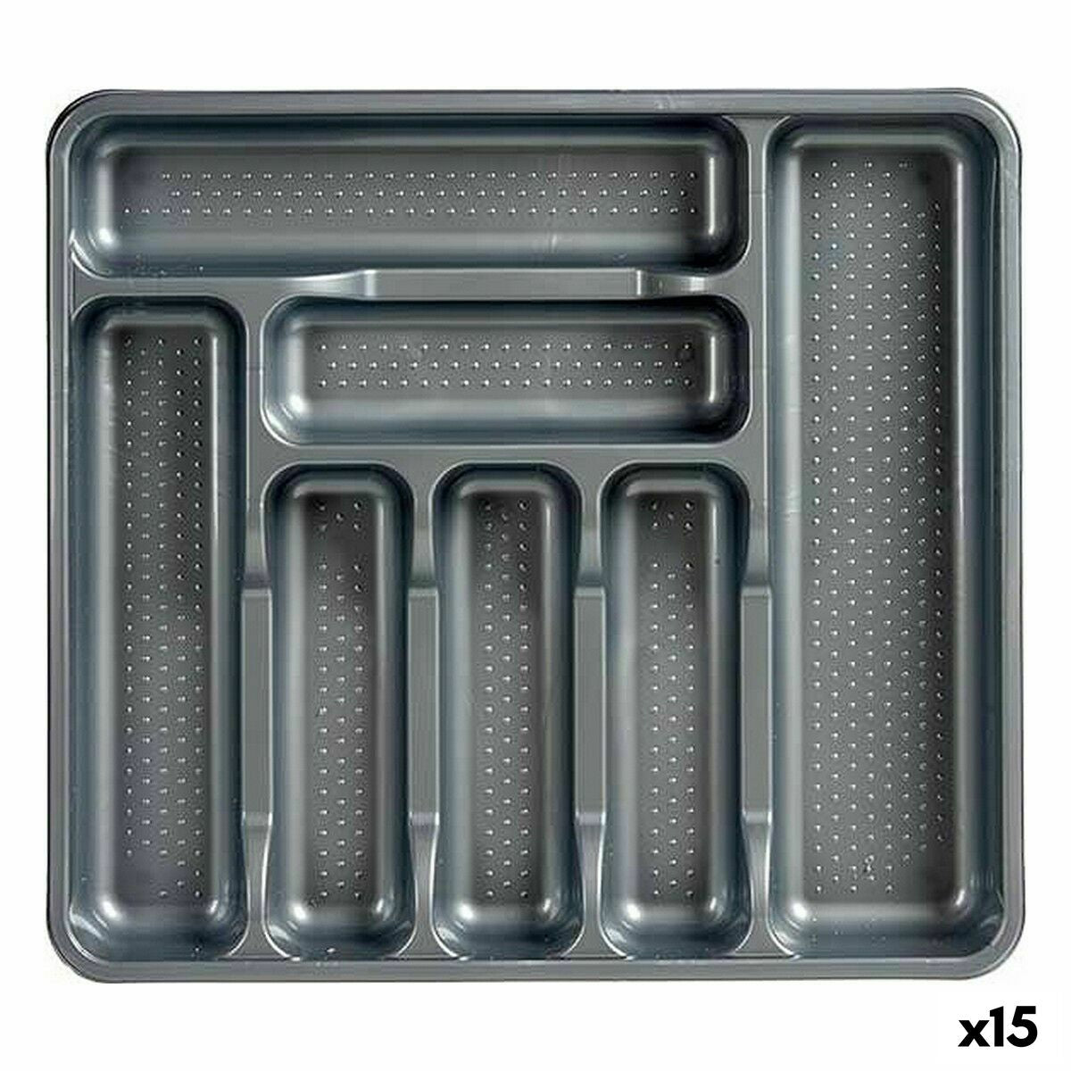 Organizador de Talheres Cinzento Plástico 39 x 5 x 42,5 cm (15 Unidades) - EcoNest