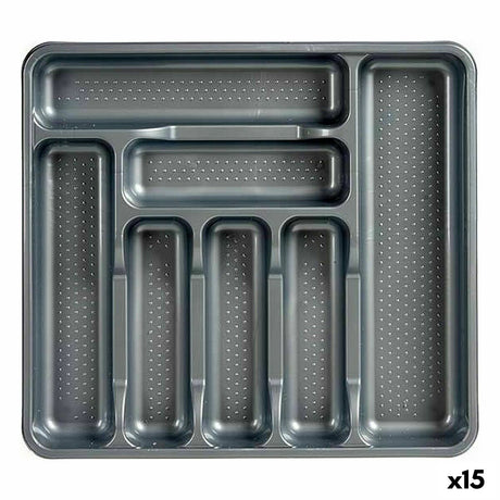 Organizador de Talheres Cinzento Plástico 39 x 5 x 42,5 cm (15 Unidades) - EcoNest
