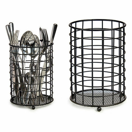 Escorredor de Talheres Preto Aço 12,8 x 17,5 x 12,8 cm (12 Unidades) - EcoNest