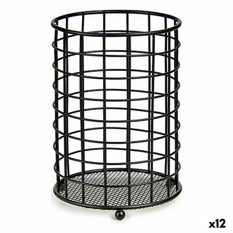 Escorredor de Talheres Preto Aço 12,8 x 17,5 x 12,8 cm (12 Unidades) - EcoNest
