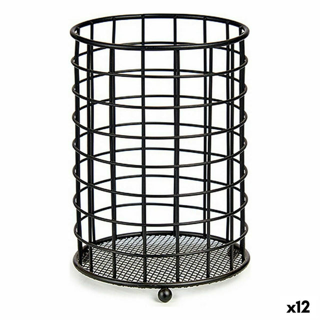 Escorredor de Talheres Preto Aço 12,8 x 17,5 x 12,8 cm (12 Unidades) - EcoNest