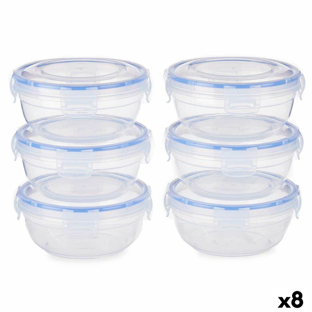 Conjunto de Lancheiras Hermético Azul Transparente Plástico 800 ml 15,5 x 7,5 x 15,5 cm (8 Unidades) - EcoNest