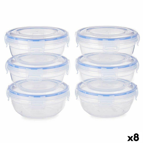 Conjunto de Lancheiras Hermético Azul Transparente Plástico 800 ml 15,5 x 7,5 x 15,5 cm (8 Unidades) - EcoNest