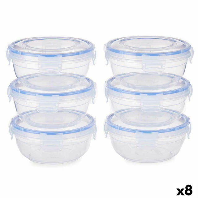 Conjunto de Lancheiras Hermético Azul Transparente Plástico 800 ml 15,5 x 7,5 x 15,5 cm (8 Unidades) - EcoNest