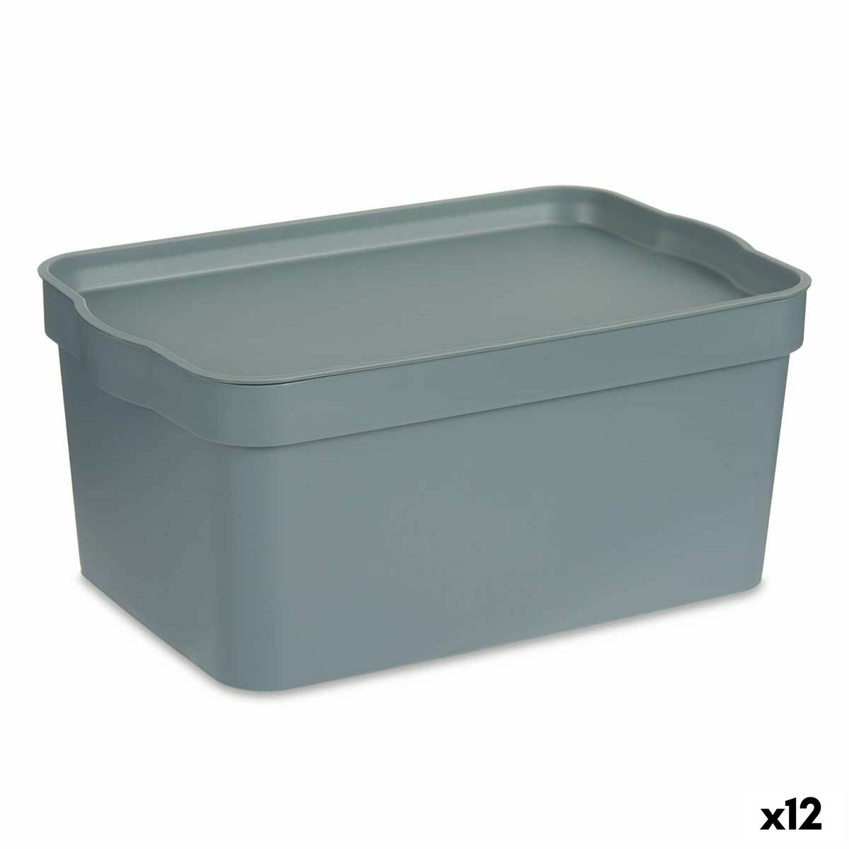 Caixa de Armazenagem com Tampa Cinzento Plástico 7,5 L 21 x 14,2 x 32 cm (12 Unidades) - EcoNest