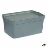 Caixa de Armazenagem com Tampa Cinzento Plástico 7,5 L 21 x 14,2 x 32 cm (12 Unidades) - EcoNest