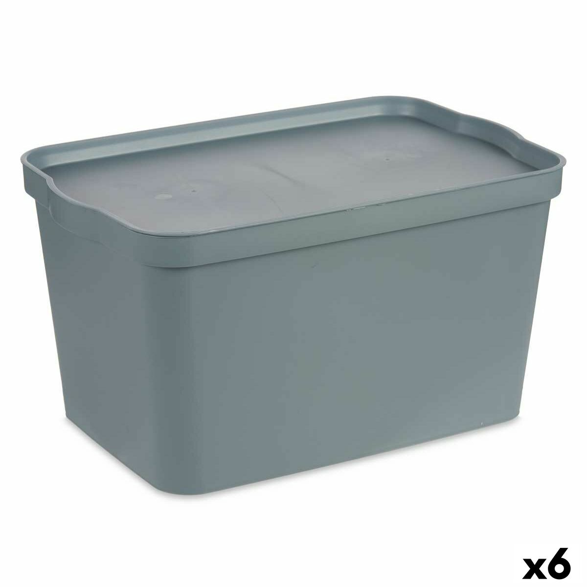 Caixa de Armazenagem com Tampa Cinzento Plástico 24 L 29,3 x 24,5 x 45 cm (6 Unidades) - EcoNest