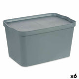 Caixa de Armazenagem com Tampa Cinzento Plástico 24 L 29,3 x 24,5 x 45 cm (6 Unidades) - EcoNest