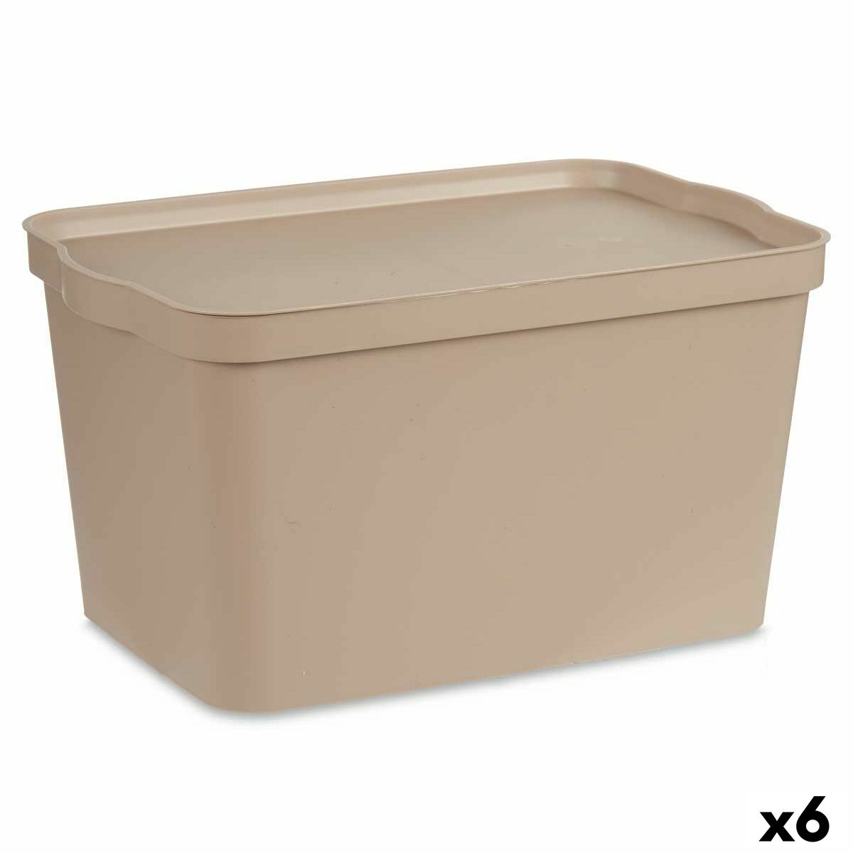 Caixa de Armazenagem com Tampa Bege Plástico 24 L 29,3 x 24,5 x 45 cm (6 Unidades) - EcoNest