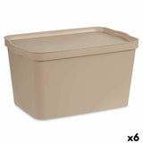 Caixa de Armazenagem com Tampa Bege Plástico 24 L 29,3 x 24,5 x 45 cm (6 Unidades) - EcoNest