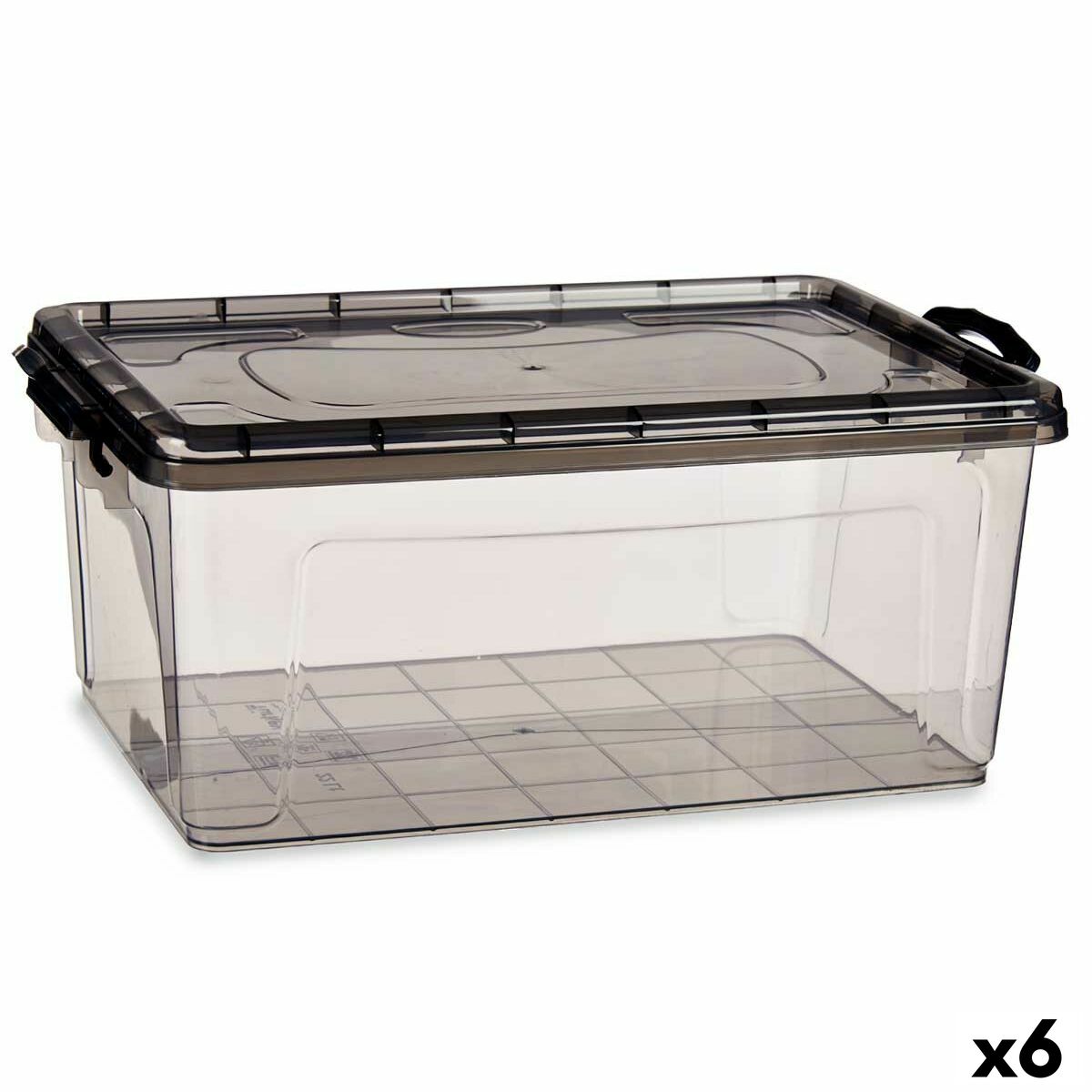 Caixa de Armazenagem com Tampa Antracite Plástico 22 L 32 x 20,5 x 50 cm (6 Unidades) - EcoNest