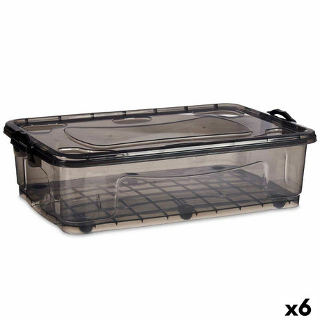 Caixa de Armazenamento com Rodas Antracite Plástico 40 L 46,5 x 20 x 72,5 cm (6 Unidades) - EcoNest