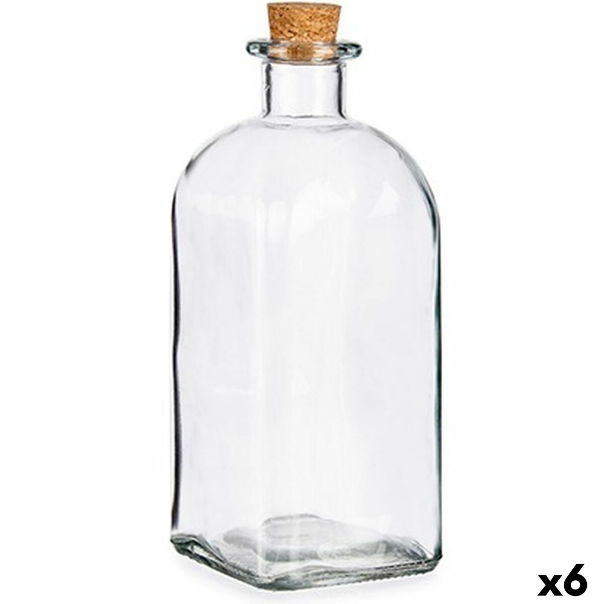 Bote Tampa Cortiça Vidro 1 L 9 x 22 x 9 cm (6 Unidades) - EcoNest