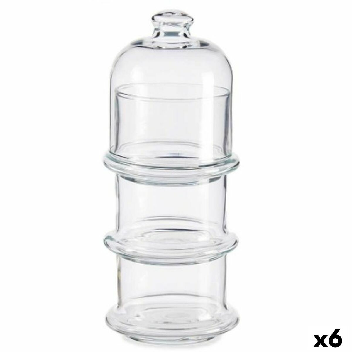 Conjunto de Potes Patisserie Bombons Empilhável Vidro 9 x 22 x 9 cm (6 Unidades) - EcoNest