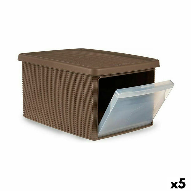 Caixa de Armazenagem com Tampa Stefanplast Elegance Bijzettafel Bege Plástico 29 x 21 x 39 cm (5 Unidades) - EcoNest